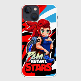 Чехол для iPhone 13 mini с принтом PAM Brawl Stars в Петрозаводске,  |  | Тематика изображения на принте: anime | brawl | brawl stars | brawlstars | brawl_stars | pam | panny | аниме | бравл | бравлстарс | девочка | девочка в шкуре медведя | девушка | манга | пам | рам