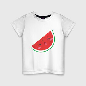 Детская футболка хлопок с принтом Кусочек Арбуза в Петрозаводске, 100% хлопок | круглый вырез горловины, полуприлегающий силуэт, длина до линии бедер | kawai | kawaii | mimi | watermelon | арбуз | еда | каваи | кавай | кавайи | кавайный | кавайный арбуз | кусочек арбуза | милота | мимишный | фрукт | ягода