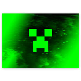Поздравительная открытка с принтом MINECRAFT / МАЙНКРАФТ в Петрозаводске, 100% бумага | плотность бумаги 280 г/м2, матовая, на обратной стороне линовка и место для марки
 | craft | creeper | dungeons | game | games | logo | mine | minecraft | miner | rhfan | vfqy | vfqyrhfan | zombie | данжен | зомби | игра | игры | крафт | крипер | лого | логотип | майкрафт | майн | майнкрафт | символ | скфае | ьшту | ьштускфае