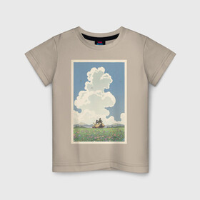 Детская футболка хлопок с принтом blue sky в Петрозаводске, 100% хлопок | круглый вырез горловины, полуприлегающий силуэт, длина до линии бедер | весна | картинка | корея | лес | лето | машина | на каждый день | небо | облака | парень | поле | птицы | рисунок | токио | тоторо | фон | хаяо миядзаки | цветок | цветы | япония