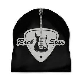 Шапка 3D с принтом Рок звезда в Петрозаводске, 100% полиэстер | универсальный размер, печать по всей поверхности изделия | гитара | звезда | медиатор | ретро стиль | рок | рок звезда | электрогитара.