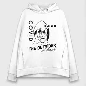 Женское худи Oversize хлопок с принтом The outsider - covid 2020 в Петрозаводске, френч-терри — 70% хлопок, 30% полиэстер. Мягкий теплый начес внутри —100% хлопок | боковые карманы, эластичные манжеты и нижняя кромка, капюшон на магнитной кнопке | Тематика изображения на принте: 2020 | covid | stephen king | the outsider | аутсайдер | ковид | стивен кинг | чужак | чужой