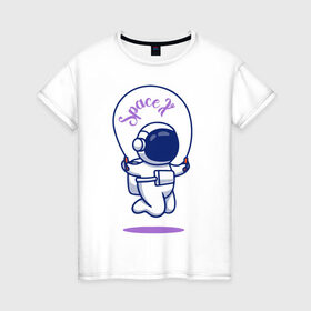 Женская футболка хлопок с принтом SpaceX в Петрозаводске, 100% хлопок | прямой крой, круглый вырез горловины, длина до линии бедер, слегка спущенное плечо | astronaut | space | spacesuit | космонавт | космос | скафандр