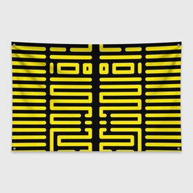 Флаг-баннер с принтом полосы, линии, узор, в Петрозаводске, 100% полиэстер | размер 67 х 109 см, плотность ткани — 95 г/м2; по краям флага есть четыре люверса для крепления | жёлтый | киберпанк | линии | орнамент | полосы | узор | футуризм