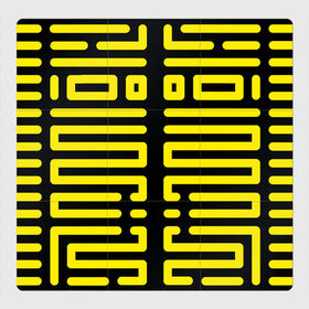 Магнитный плакат 3Х3 с принтом полосы, линии, узор, в Петрозаводске, Полимерный материал с магнитным слоем | 9 деталей размером 9*9 см | жёлтый | киберпанк | линии | орнамент | полосы | узор | футуризм