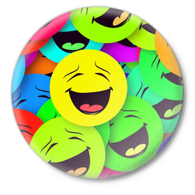 Значок с принтом смайлы, улыбки, разноцветный, в Петрозаводске,  металл | круглая форма, металлическая застежка в виде булавки | Тематика изображения на принте: разноцветный | смайлы | улыбки | эмоции