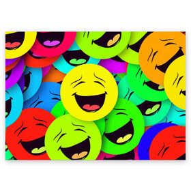 Поздравительная открытка с принтом смайлы, улыбки, разноцветный, в Петрозаводске, 100% бумага | плотность бумаги 280 г/м2, матовая, на обратной стороне линовка и место для марки
 | Тематика изображения на принте: разноцветный | смайлы | улыбки | эмоции