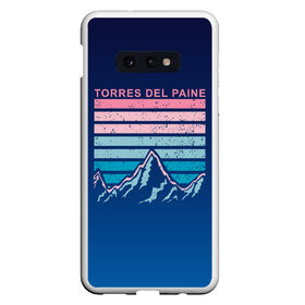 Чехол для Samsung S10E с принтом Torres Del Paine в Петрозаводске, Силикон | Область печати: задняя сторона чехла, без боковых панелей | torres del paine | winter | абстракция | горы | зима | зимняя | полосы | снег | снежок