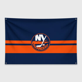 Флаг-баннер с принтом NY ISLANDERS NHL в Петрозаводске, 100% полиэстер | размер 67 х 109 см, плотность ткани — 95 г/м2; по краям флага есть четыре люверса для крепления | hockey | islanders | logo | new york | ny | sport | usa | исландерс | логотип | нхл | нью йорк | спорт | хоккей