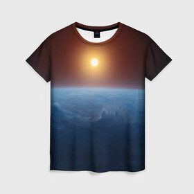 Женская футболка 3D с принтом Звезда по имени солнце в Петрозаводске, 100% полиэфир ( синтетическое хлопкоподобное полотно) | прямой крой, круглый вырез горловины, длина до линии бедер | астрономия | вселенная | звезда | космос | солнце