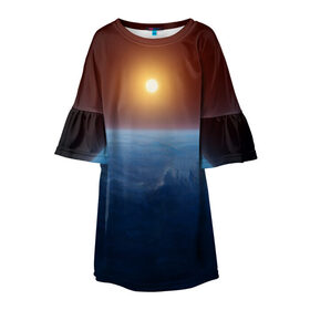 Детское платье 3D с принтом Звезда по имени солнце в Петрозаводске, 100% полиэстер | прямой силуэт, чуть расширенный к низу. Круглая горловина, на рукавах — воланы | астрономия | вселенная | звезда | космос | солнце