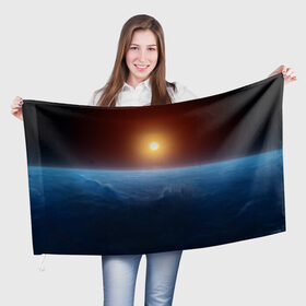 Флаг 3D с принтом Звезда по имени солнце в Петрозаводске, 100% полиэстер | плотность ткани — 95 г/м2, размер — 67 х 109 см. Принт наносится с одной стороны | астрономия | вселенная | звезда | космос | солнце