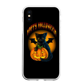 Чехол для iPhone XS Max матовый с принтом Хэллоуин в Петрозаводске, Силикон | Область печати: задняя сторона чехла, без боковых панелей | Тематика изображения на принте: halloween | happy | happy halloween | вампир | зубы | луна | полнолуние | праздник | праздник хэллоуин | тыква | хэллоуин