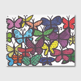 Альбом для рисования с принтом Дудл бабочки в Петрозаводске, 100% бумага
 | матовая бумага, плотность 200 мг. | Тематика изображения на принте: doodle | бабочка | бабочки | дудл | узоры