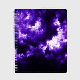 Тетрадь с принтом Purple Clouds в Петрозаводске, 100% бумага | 48 листов, плотность листов — 60 г/м2, плотность картонной обложки — 250 г/м2. Листы скреплены сбоку удобной пружинной спиралью. Уголки страниц и обложки скругленные. Цвет линий — светло-серый
 | abstraction | clouds | glow | light | purple | purple clouds | texture | абстракция | облака | свет | свечение | текстура | фиолетовые тучи | фиолетовый