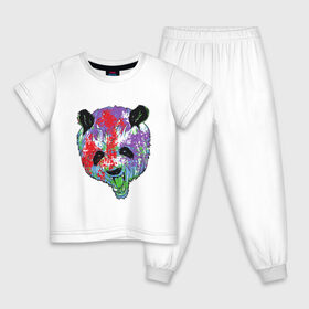 Детская пижама хлопок с принтом Панда в Петрозаводске, 100% хлопок |  брюки и футболка прямого кроя, без карманов, на брюках мягкая резинка на поясе и по низу штанин
 | animal | animals | australia | bear | paint | panda | panda bear | австралия | голова | голова панды | животное | зубы | клыки | краска | краски | медведь | медведь панда | панда | пандочка | природа | рисунок