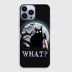 Чехол для iPhone 13 Pro Max с принтом What Cat (Halloween) в Петрозаводске,  |  | cat | cats | halloween | what | кот | котенок | коты | котяра | кошак | кошка | нож | пушистый | хэллоуин | что