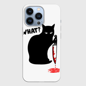 Чехол для iPhone 13 Pro с принтом What Cat в Петрозаводске,  |  | cat | cats | halloween | what | кот | котенок | коты | котяра | кошак | кошка | нож | пушистый | хэллоуин | что