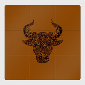 Магнитный плакат 3Х3 с принтом Святая корова в Петрозаводске, Полимерный материал с магнитным слоем | 9 деталей размером 9*9 см | голова быка | голова коровы | инь янь. | корова | татуировки | узоры