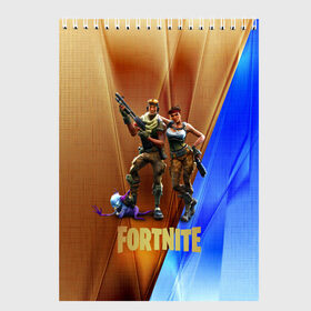 Скетчбук с принтом FORTNITE ФОРТНАЙТ GOLD (S) в Петрозаводске, 100% бумага
 | 48 листов, плотность листов — 100 г/м2, плотность картонной обложки — 250 г/м2. Листы скреплены сверху удобной пружинной спиралью | Тематика изображения на принте: 2019 | battle royale | chapter 2 | epic games | fortnite | game | season x | zombie | зомби | фортнайт