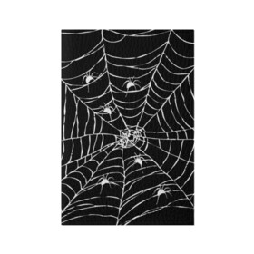 Обложка для паспорта матовая кожа с принтом Паутина с пауками в Петрозаводске, натуральная матовая кожа | размер 19,3 х 13,7 см; прозрачные пластиковые крепления | Тематика изображения на принте: black and white | darkness | halloween | horror | night | spider | web | готика | жуки | жуткий | мальчикам | насекомые | нечисть | нити | ночные | ночь | пауки | паутина | подарок | сетка | страшный | темный | тьма | хеллоуин | хоррор