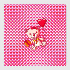 Магнитный плакат 3Х3 с принтом Медвежонок сюрприз в Петрозаводске, Полимерный материал с магнитным слоем | 9 деталей размером 9*9 см | baby | bear | love is | teddy | valentines | бабочка | бантик | валентина | влюбленный | воздушный шарик | девочка | игрушка | лучшая мама | любимая жена | люблю | любовь | малыш | марта | медведь | медвежата | милый