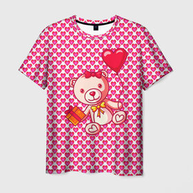 Мужская футболка 3D с принтом Медвежонок сюрприз в Петрозаводске, 100% полиэфир | прямой крой, круглый вырез горловины, длина до линии бедер | Тематика изображения на принте: baby | bear | love is | teddy | valentines | бабочка | бантик | валентина | влюбленный | воздушный шарик | девочка | игрушка | лучшая мама | любимая жена | люблю | любовь | малыш | марта | медведь | медвежата | милый