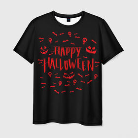 Мужская футболка 3D с принтом Halloween в Петрозаводске, 100% полиэфир | прямой крой, круглый вырез горловины, длина до линии бедер | halloween | jack | lantern | pumpkin | светильник джека | хэллоуин