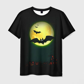 Мужская футболка 3D с принтом Halloween в Петрозаводске, 100% полиэфир | прямой крой, круглый вырез горловины, длина до линии бедер | halloween | jack | lantern | pumpkin | светильник джека | хэллоуин