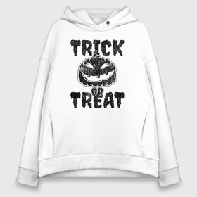 Женское худи Oversize хлопок с принтом Trick or treat в Петрозаводске, френч-терри — 70% хлопок, 30% полиэстер. Мягкий теплый начес внутри —100% хлопок | боковые карманы, эластичные манжеты и нижняя кромка, капюшон на магнитной кнопке | 31 октября | halloween | halowen | ведьма | день всех святых | джек | костюм | кровь | лого | монстр | надпись | праздник | приведение | призрак | светильник | символ | страшная | тыква | ужасы | хеллоуин | хеллуин