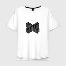 Мужская футболка хлопок Oversize с принтом Cross / Перекрестие в Петрозаводске, 100% хлопок | свободный крой, круглый ворот, “спинка” длиннее передней части | 3d | 3д | black | cross | геометрия | крест | крестик | объём | прикольная надпись | фигура | чёрный