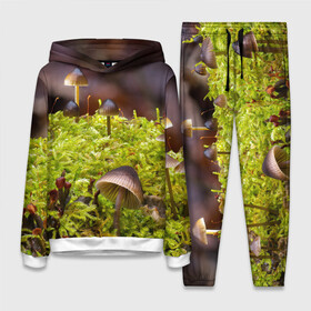 Женский костюм 3D (с толстовкой) с принтом Мох в Петрозаводске,  |  | гриб | грибы | дерево | деревья | зелёные | зелёный | зелень | лес | леса | лесной | мох | мхи | пенёк | пеньки | пни | поганка | поганки | природа | природный | флора
