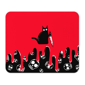 Коврик для мышки прямоугольный с принтом WHAT CAT в Петрозаводске, натуральный каучук | размер 230 х 185 мм; запечатка лицевой стороны | Тематика изображения на принте: art | black | black cat | cat | dark | dark cat | halloween | what | what cat | what mem | арт | кот | кот арт | кот мем | мем | нож | праздник | прикол | прикольный кот | убица | хэллоуин | чёрный | чёрный кот | что | что мем