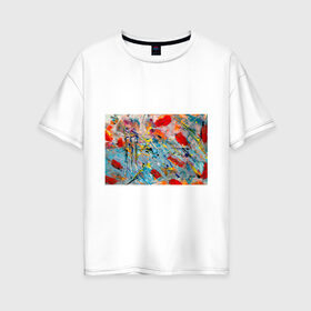 Женская футболка хлопок Oversize с принтом абстракция в Петрозаводске, 100% хлопок | свободный крой, круглый ворот, спущенный рукав, длина до линии бедер
 | 