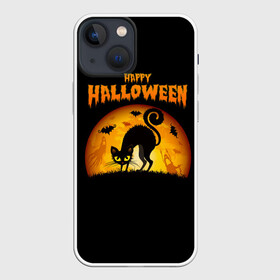 Чехол для iPhone 13 mini с принтом Helloween в Петрозаводске,  |  | halloween | ведьма | летучая мышь | полнолуние | привидение | призрак | тыква | хеллоуин | хелуин | хэллоин | хэллоуин | хэлоуин | хэлуин | черный кот