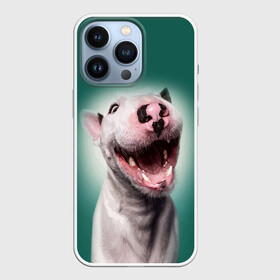 Чехол для iPhone 13 Pro с принтом Bully в Петрозаводске,  |  | bull terrier | ears | eyes | fangs | jaw | muzzle | nose | smile | бультерьер | глаза | клыки | нос | пасть | улыбка | уши