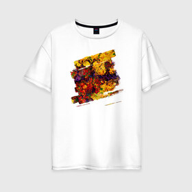Женская футболка хлопок Oversize с принтом Взрыв цвета в Петрозаводске, 100% хлопок | свободный крой, круглый ворот, спущенный рукав, длина до линии бедер
 | желтый | красный | синий | фиолетовый | чёрный