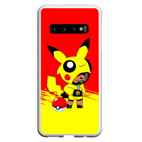 Чехол для Samsung Galaxy S10 с принтом Brawl stars Leon pikachu в Петрозаводске, Силикон | Область печати: задняя сторона чехла, без боковых панелей | crow | mortis | pika pika | pokemon go | surge | биби | бравл старс | бравлер | герои | девочкам | детям | джесси | леон пикачу | логотипы игр | малыш | мальчикам | милый | нита | пика пика | пикачу | покебол | покемон