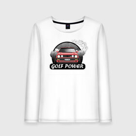 Женский лонгслив хлопок с принтом Golf power в Петрозаводске, 100% хлопок |  | Тематика изображения на принте: car | drift | golf | race | автомобиль | гольф | гонки | дрифт | машина