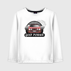 Детский лонгслив хлопок с принтом Golf power в Петрозаводске, 100% хлопок | круглый вырез горловины, полуприлегающий силуэт, длина до линии бедер | car | drift | golf | race | автомобиль | гольф | гонки | дрифт | машина