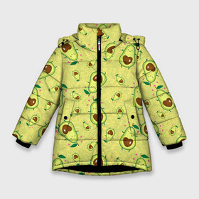 Зимняя куртка для девочек 3D с принтом Милашка авокадик в Петрозаводске, ткань верха — 100% полиэстер; подклад — 100% полиэстер, утеплитель — 100% полиэстер. | длина ниже бедра, удлиненная спинка, воротник стойка и отстегивающийся капюшон. Есть боковые карманы с листочкой на кнопках, утяжки по низу изделия и внутренний карман на молнии. 

Предусмотрены светоотражающий принт на спинке, радужный светоотражающий элемент на пуллере молнии и на резинке для утяжки. | Тематика изображения на принте: avocado | fruits | heart | vegetables | авокадо | овощи | сердца | сердце | фрукты