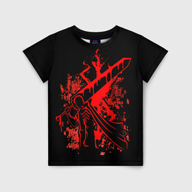 Детская футболка 3D с принтом BERSERK в Петрозаводске, 100% гипоаллергенный полиэфир | прямой крой, круглый вырез горловины, длина до линии бедер, чуть спущенное плечо, ткань немного тянется | anime | berserk | blood | hero | manga | берсерк | бирсерк | герой | кровь | манга