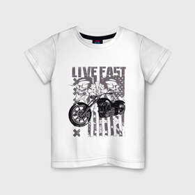 Детская футболка хлопок с принтом Жить быстро в Петрозаводске, 100% хлопок | круглый вырез горловины, полуприлегающий силуэт, длина до линии бедер | американский чёпер | байкеры. | мотоциклы | флаг сша | черепа с мотоциклом