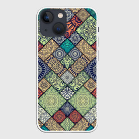 Чехол для iPhone 13 mini с принтом Мандалы лоскутный печворк в Петрозаводске,  |  | лоскутная | лоскуты | оберег | печворк | разноцветный | талисман | техника | яркий