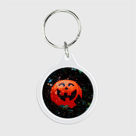 Брелок круглый с принтом Pumpkin в Петрозаводске, пластик и полированная сталь | круглая форма, металлическое крепление в виде кольца | halloween | pumpkin head devil | тыква джек | хэллоуин