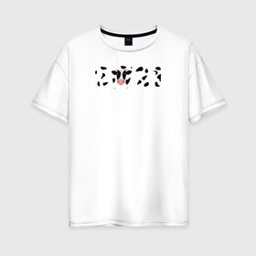 Женская футболка хлопок Oversize с принтом Год коровы 2021 в Петрозаводске, 100% хлопок | свободный крой, круглый ворот, спущенный рукав, длина до линии бедер
 | 2021 | бык | год быка | год коровы | новый год | символ года