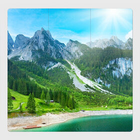 Магнитный плакат 3Х3 с принтом Альпийские горы в Петрозаводске, Полимерный материал с магнитным слоем | 9 деталей размером 9*9 см | Тематика изображения на принте: альпийские горы | альпы | гора | горы | озеро