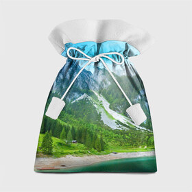 Подарочный 3D мешок с принтом Альпийские горы в Петрозаводске, 100% полиэстер | Размер: 29*39 см | Тематика изображения на принте: альпийские горы | альпы | гора | горы | озеро