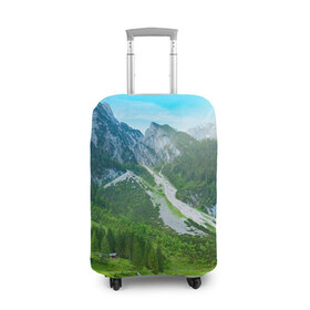Чехол для чемодана 3D с принтом Альпийские горы в Петрозаводске, 86% полиэфир, 14% спандекс | двустороннее нанесение принта, прорези для ручек и колес | альпийские горы | альпы | гора | горы | озеро