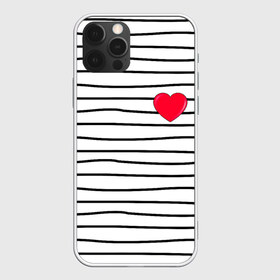 Чехол для iPhone 12 Pro Max с принтом Полоски с сердцем в Петрозаводске, Силикон |  | Тематика изображения на принте: любовь | милый | модный | полоски | розовый | семья | сердце | чёрный